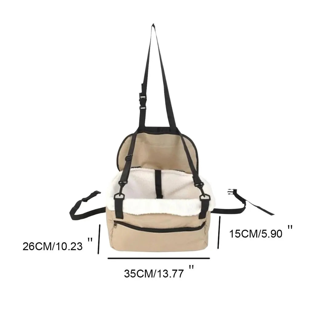 Puppy car seat with storage pockets for toys and treats