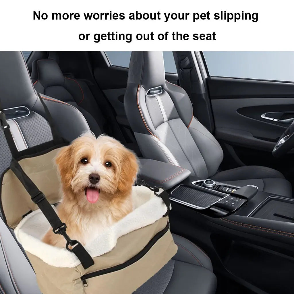Dog car seat booster nest with secure straps for front seat use