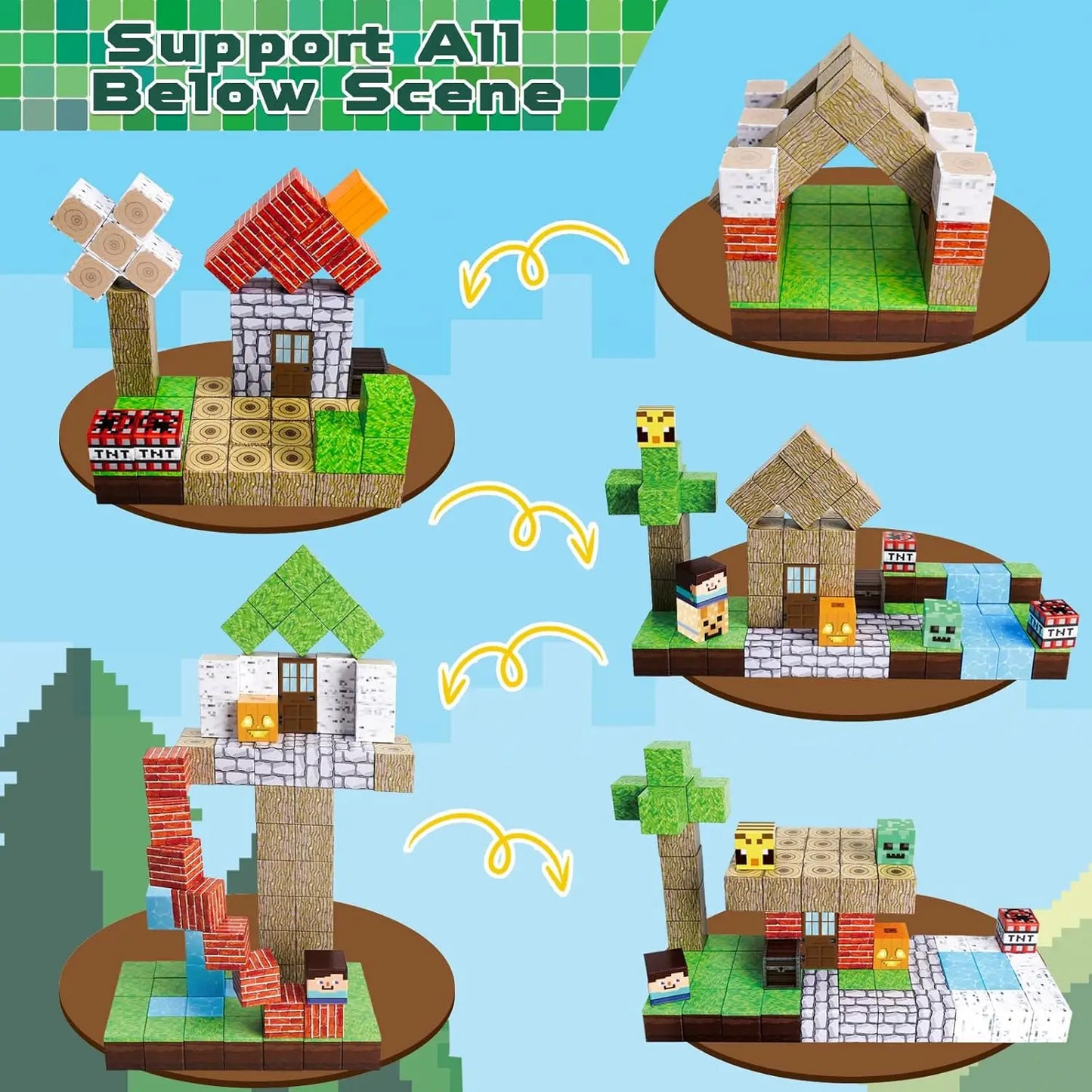 magnetic building block set in action