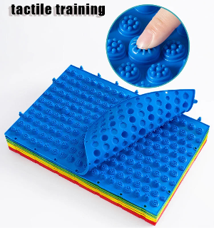 Close-up of thickened sensory foot massage mat.