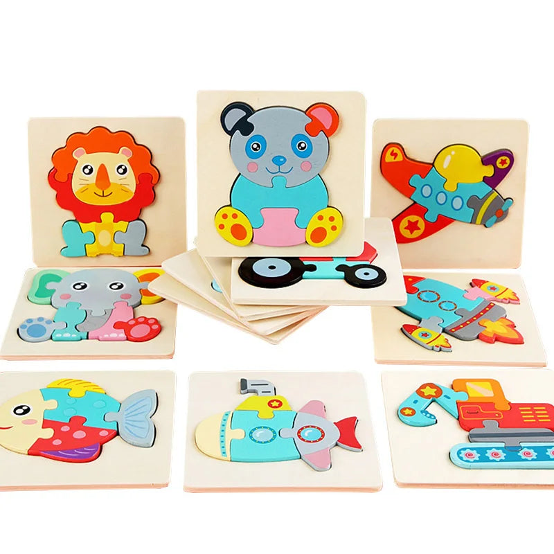 Close-up of cartoon animal jigsaw pieces