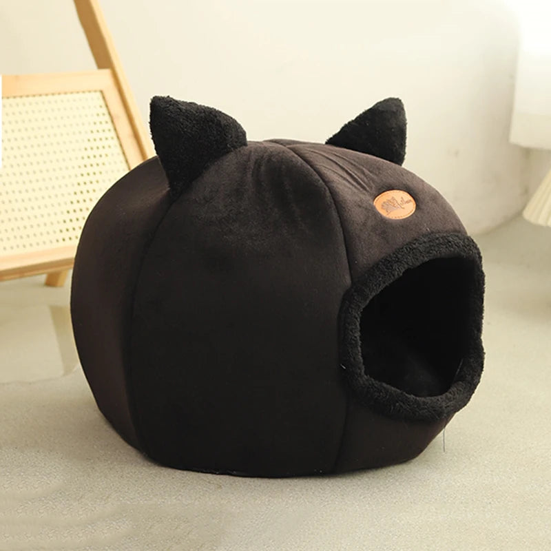 Soft insulated cat hideaway bed ideal for deep sleep and naps