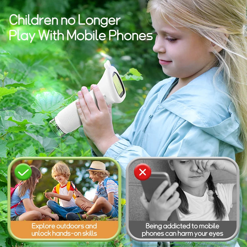 Children’s science toy microscope with video recording and 200MP magnification camera.