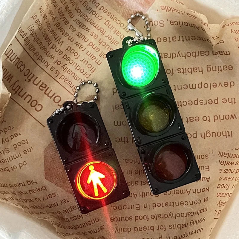 2-piece set of LED traffic light keychains