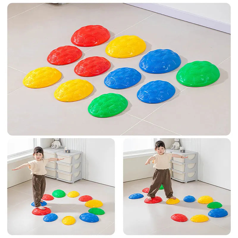 Sensory integration balance toys – colourful river stones set for toddlers.