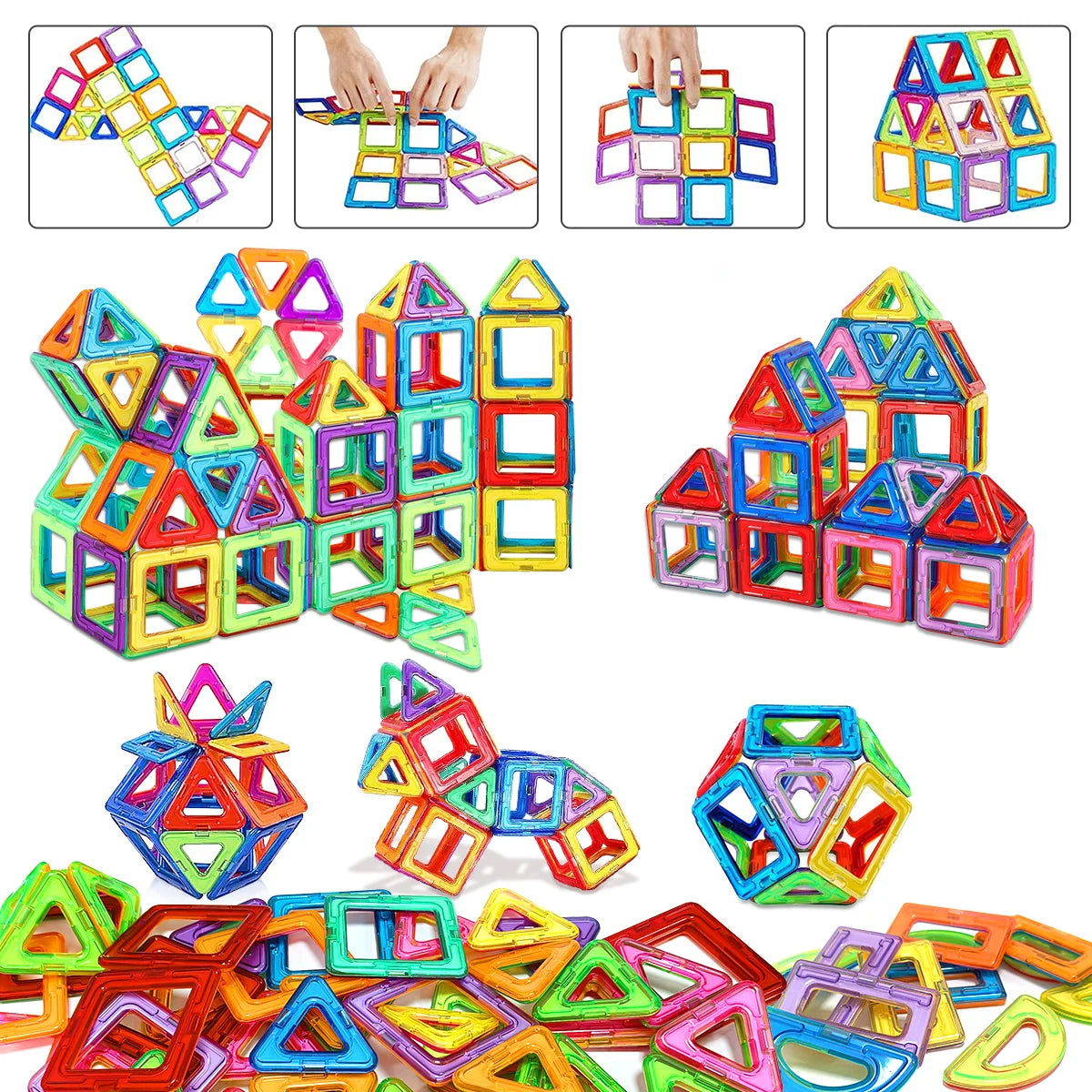 Magnetic construction blocks for toddlers developing fine motor skills