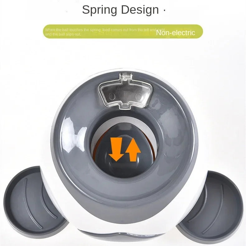 Dog brain training toy with tennis ball food dispenser