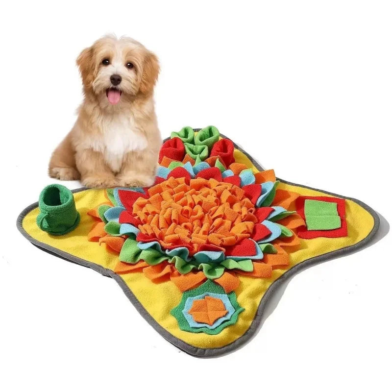 Interactive snuffle mat with lick pad provides mental stimulation and sensory enrichment for dogs and cats—perfect for reducing boredom and promoting play.