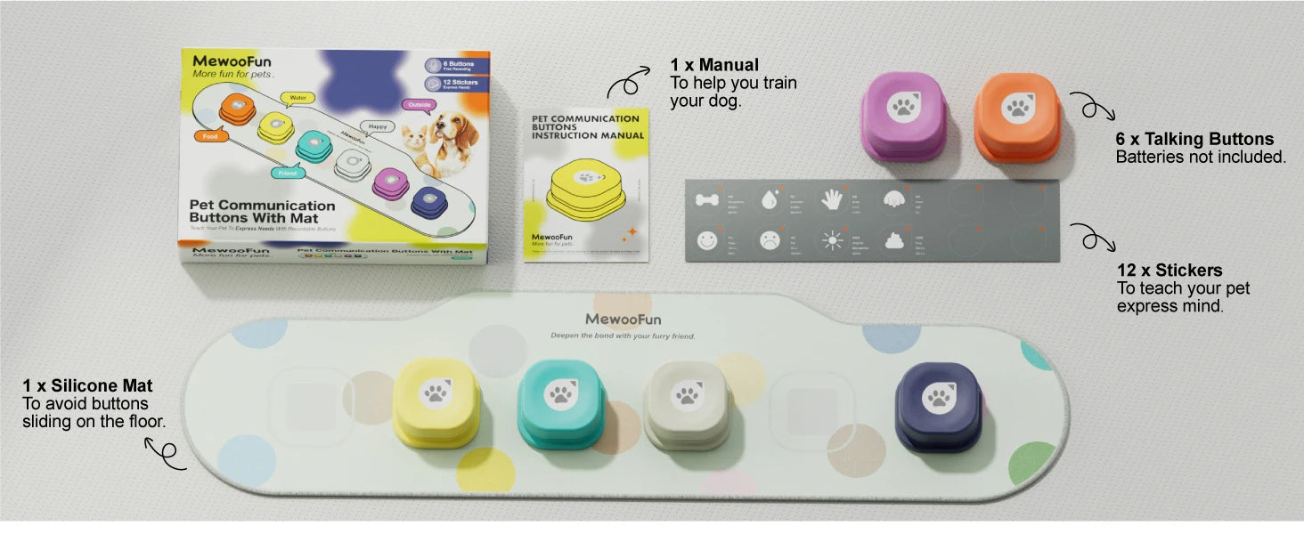 Dog talking buttons voice recording training toy with non-slip mat