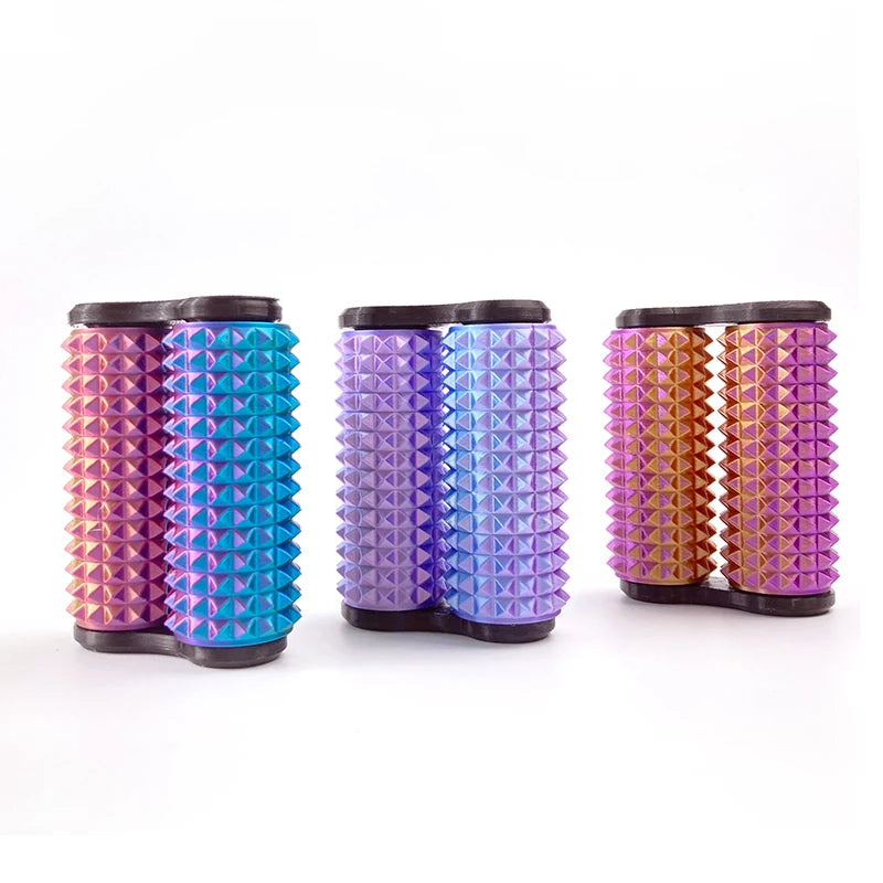 Double-axis rotating roller fidget toy for calming anxiety and ADHD support.