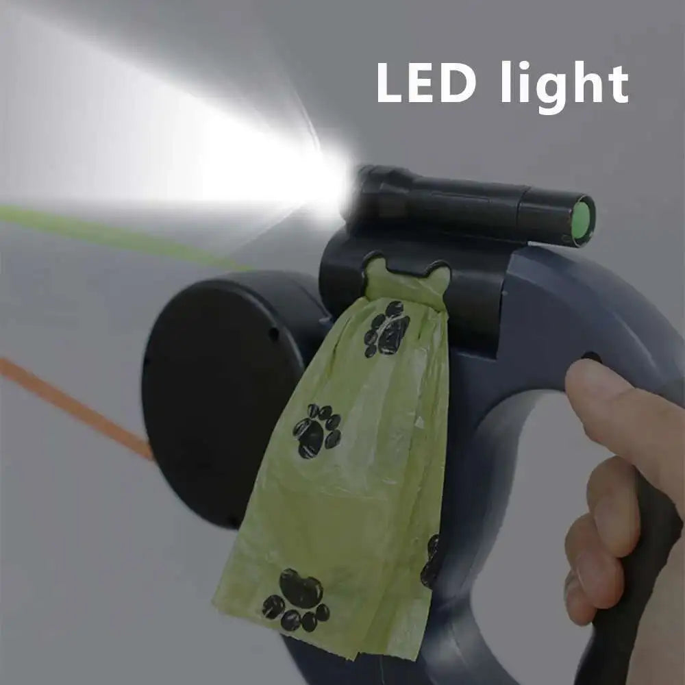 Dual dog leash with built-in LED light for nighttime walks