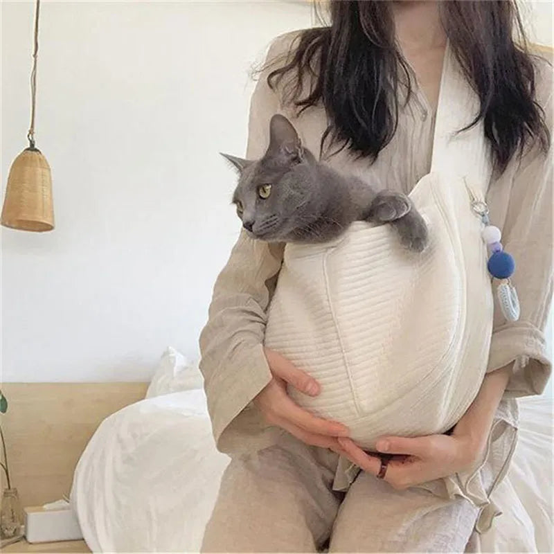 Durable canvas sling carrier for safe small dog travel