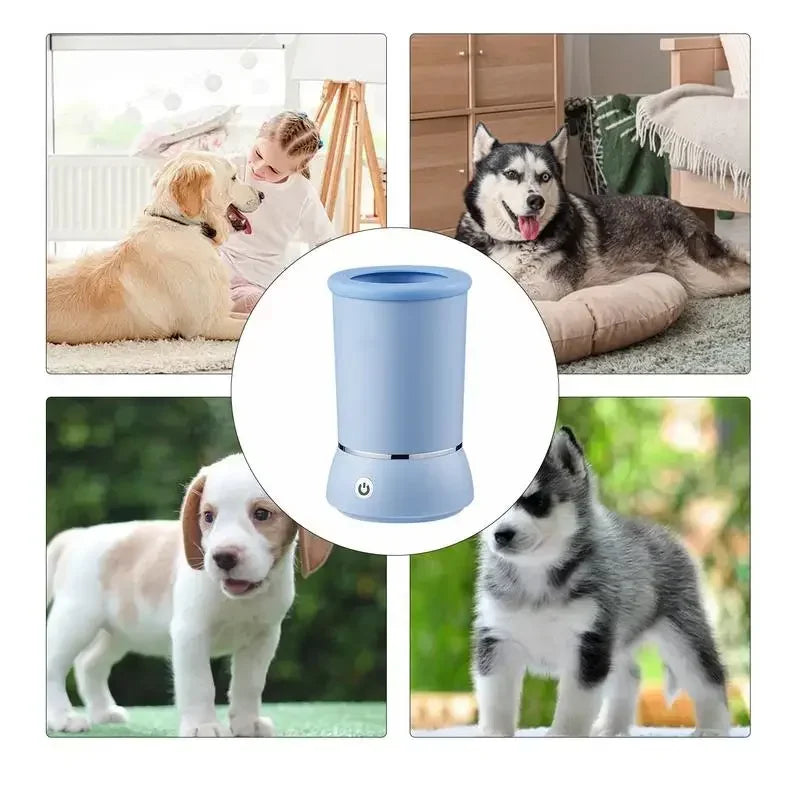 Electric paw washer with multiple brush sizes — fits small to large breeds and long fur