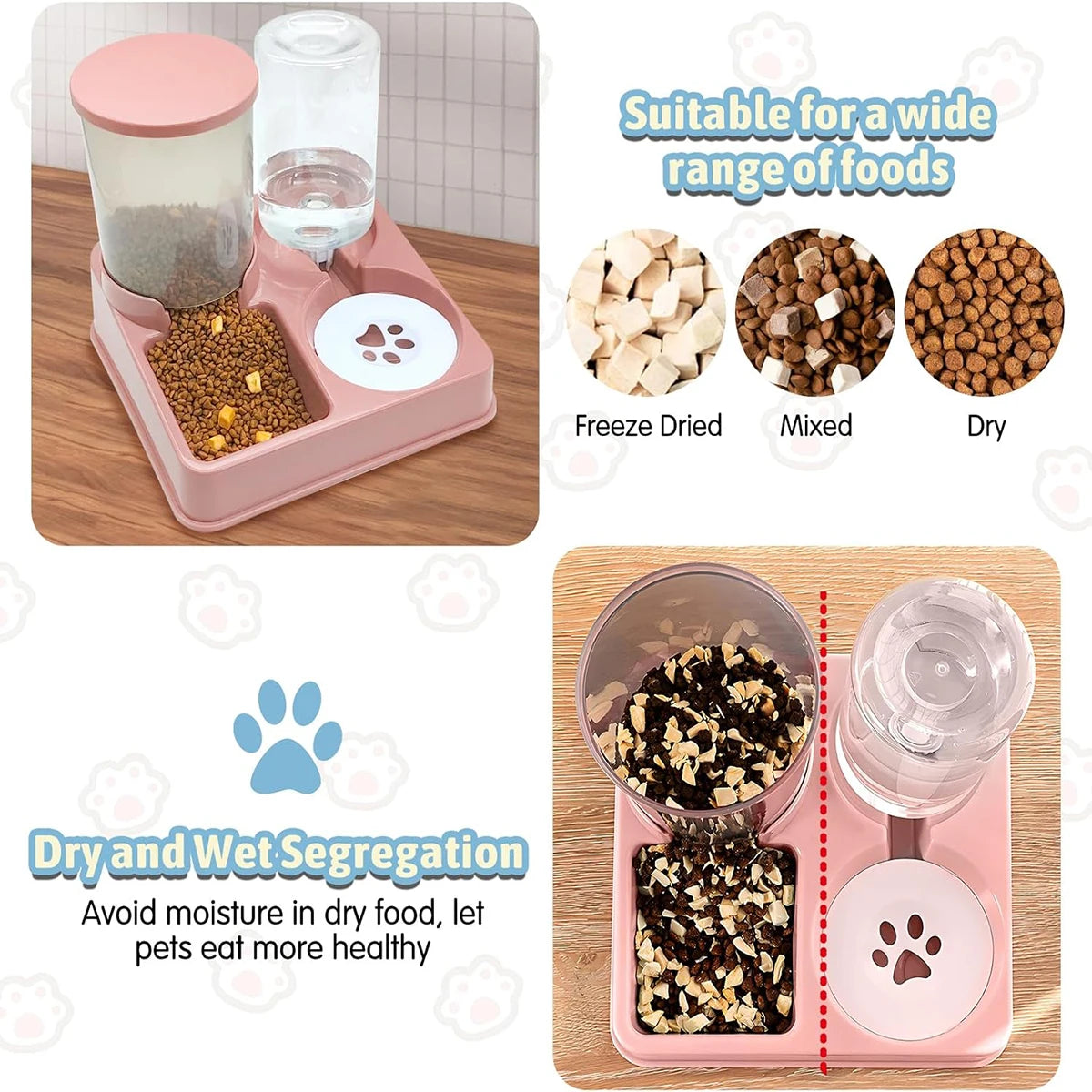 2-in-1 pet food and water station for healthy feeding