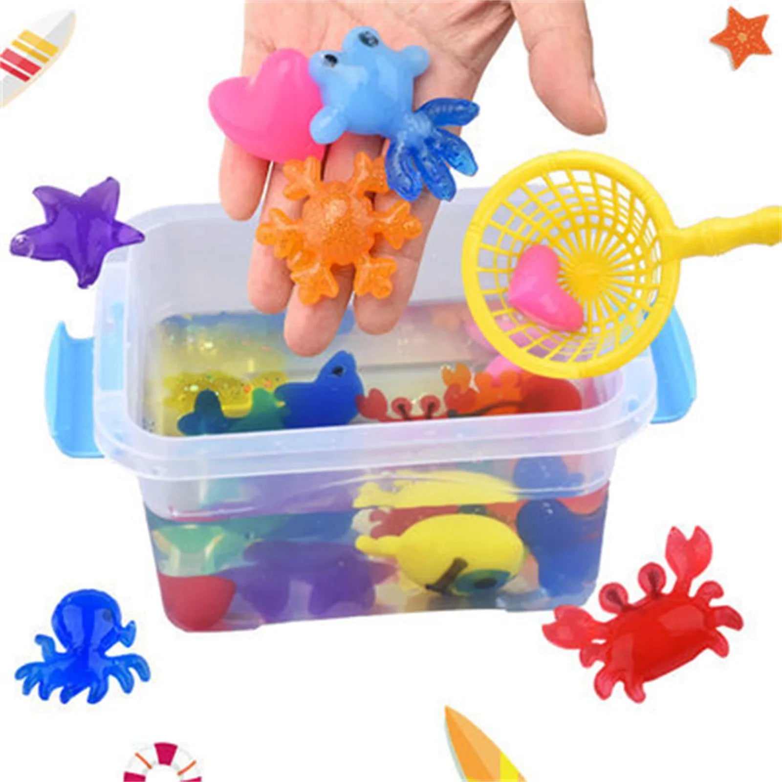 Handmade water elf toy kit for creative STEM play and gel molding.