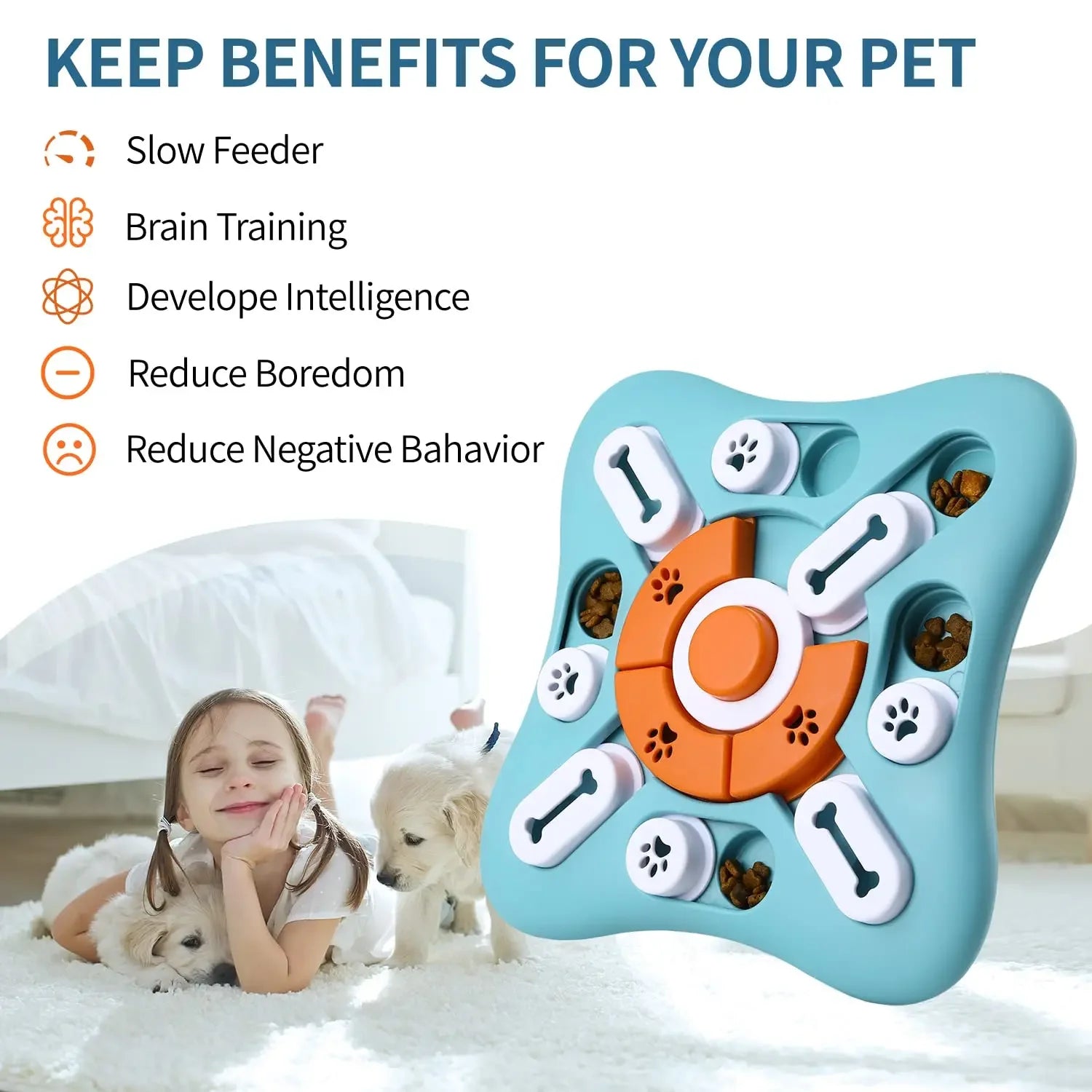 Interactive dog puzzle feeder toy for anxiety relief and enrichment play