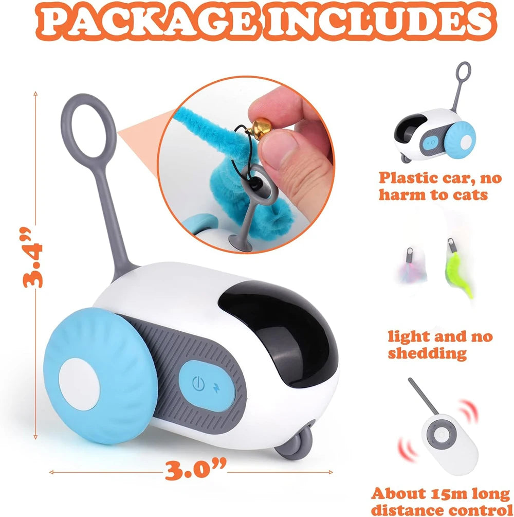 Interactive smart cat toy car with remote control for indoor play