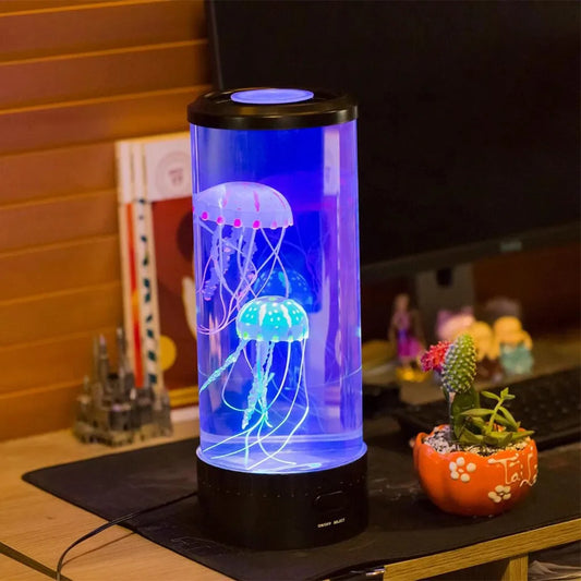 Jellyfish sensory lamp offers soothing visual and auditory stimulation for autism, ADHD, and anxiety relief, creating a calming environment for sensory support.