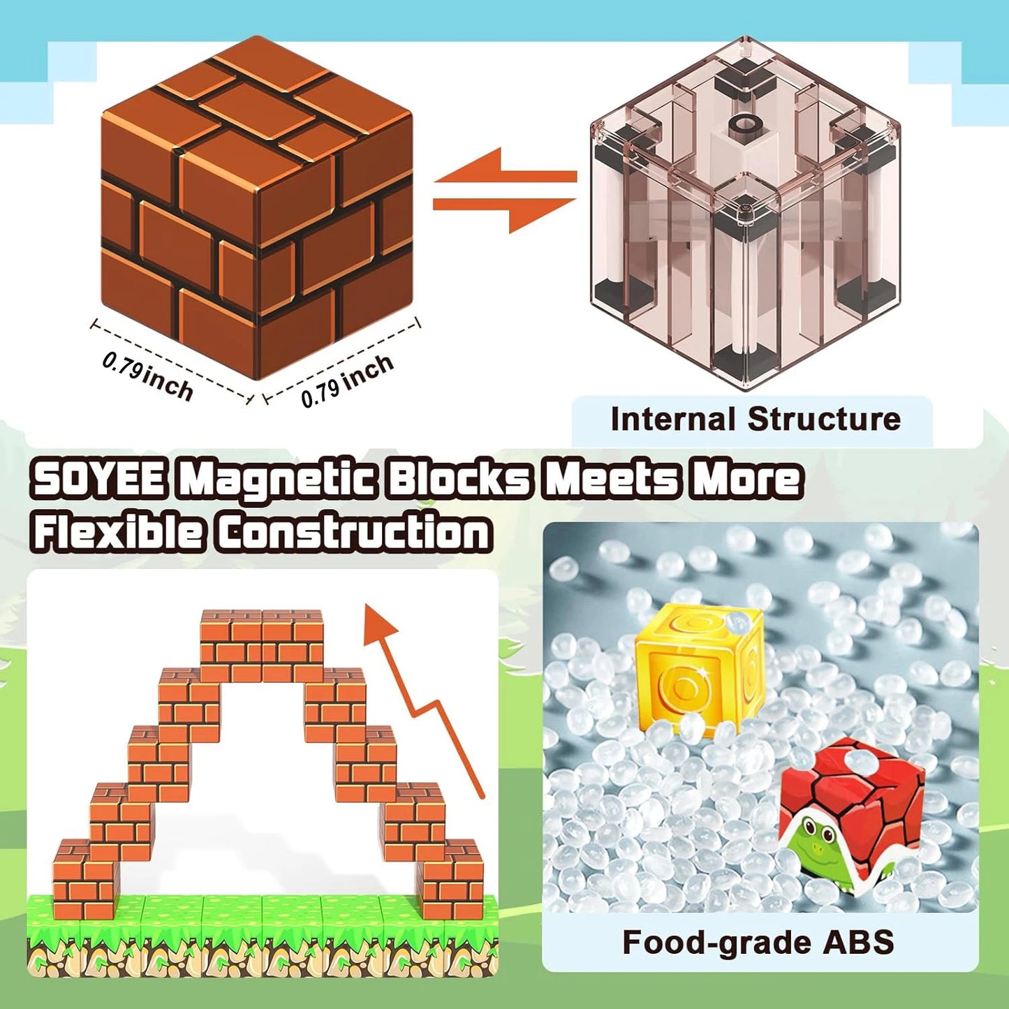 Magnetic building blocks toy set for kids to build STEM learning skills.