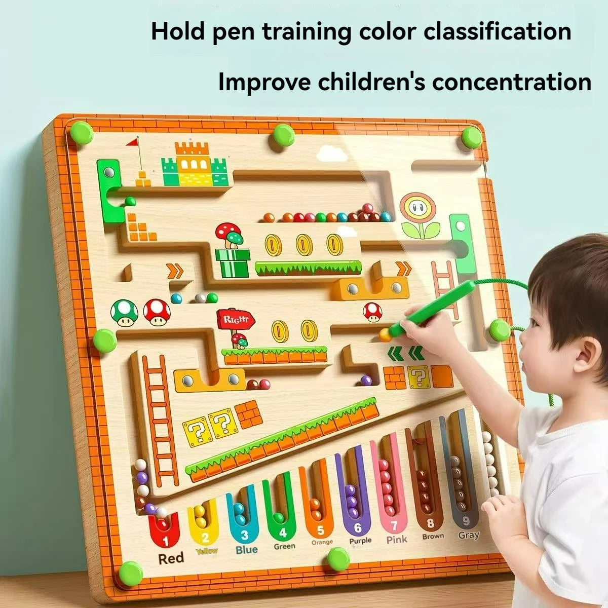 Magnetic maze walking ball toy for toddler fine motor training.