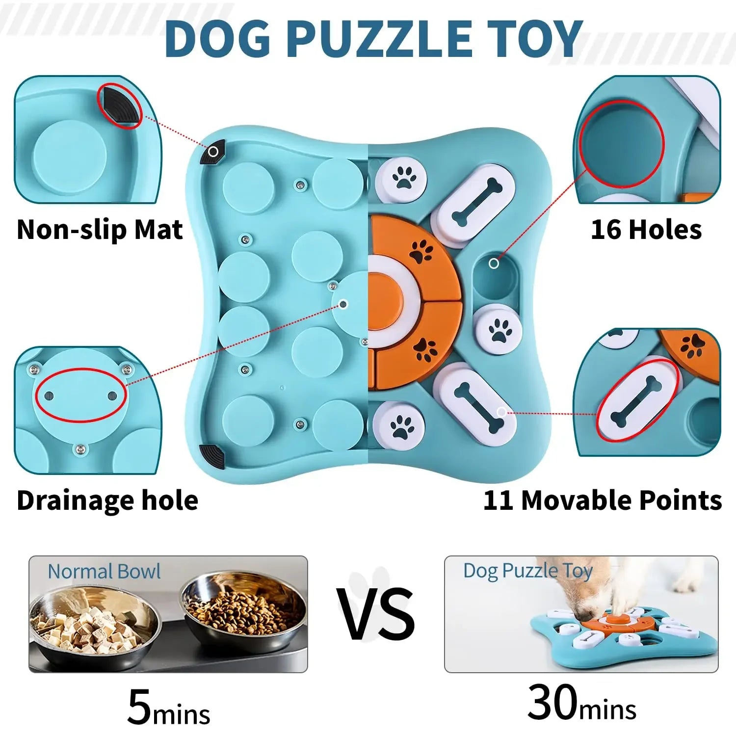 Mental stimulation treat puzzle toy for dogs of all sizes