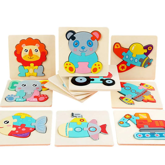 Montessori 3D wooden animal puzzle for toddlers developing fine motor skills