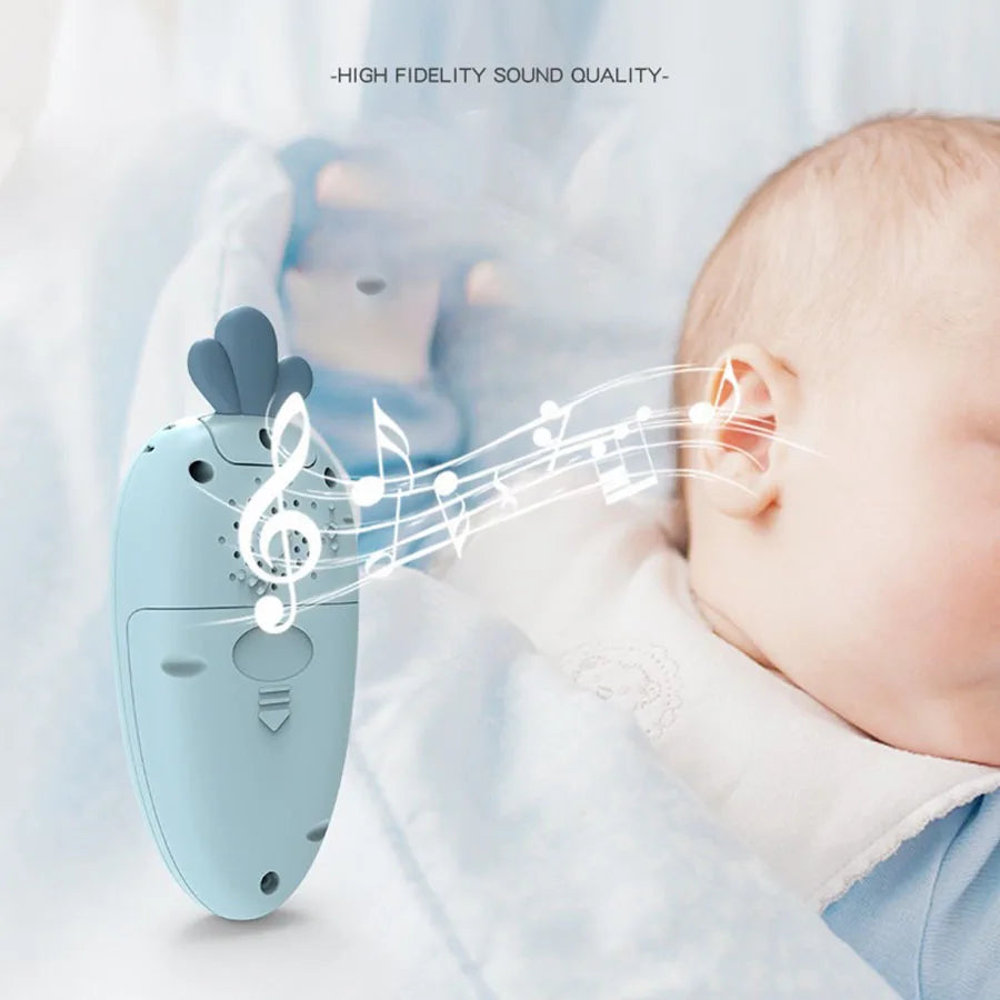 Close-up of TinyTalk™ baby phone toy with flashing lights and colorful buttons