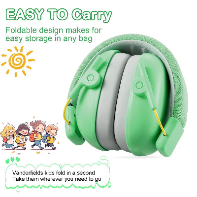 Foldable lightweight kids headphones as a sensory calming tool.