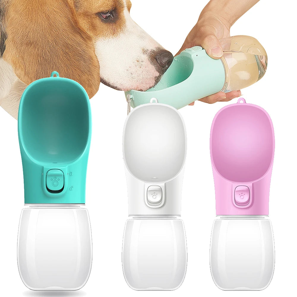 Portable dog water bottle for hiking with built-in drinking bowl