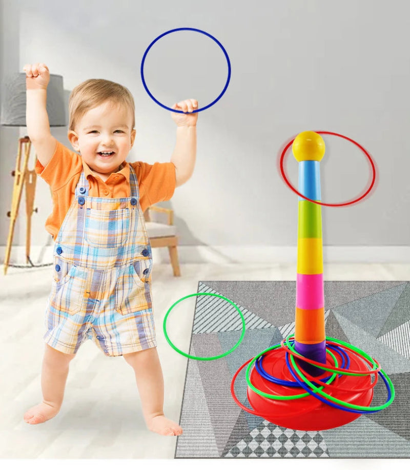 Educational toddler toy with bright stacking rings for active learning