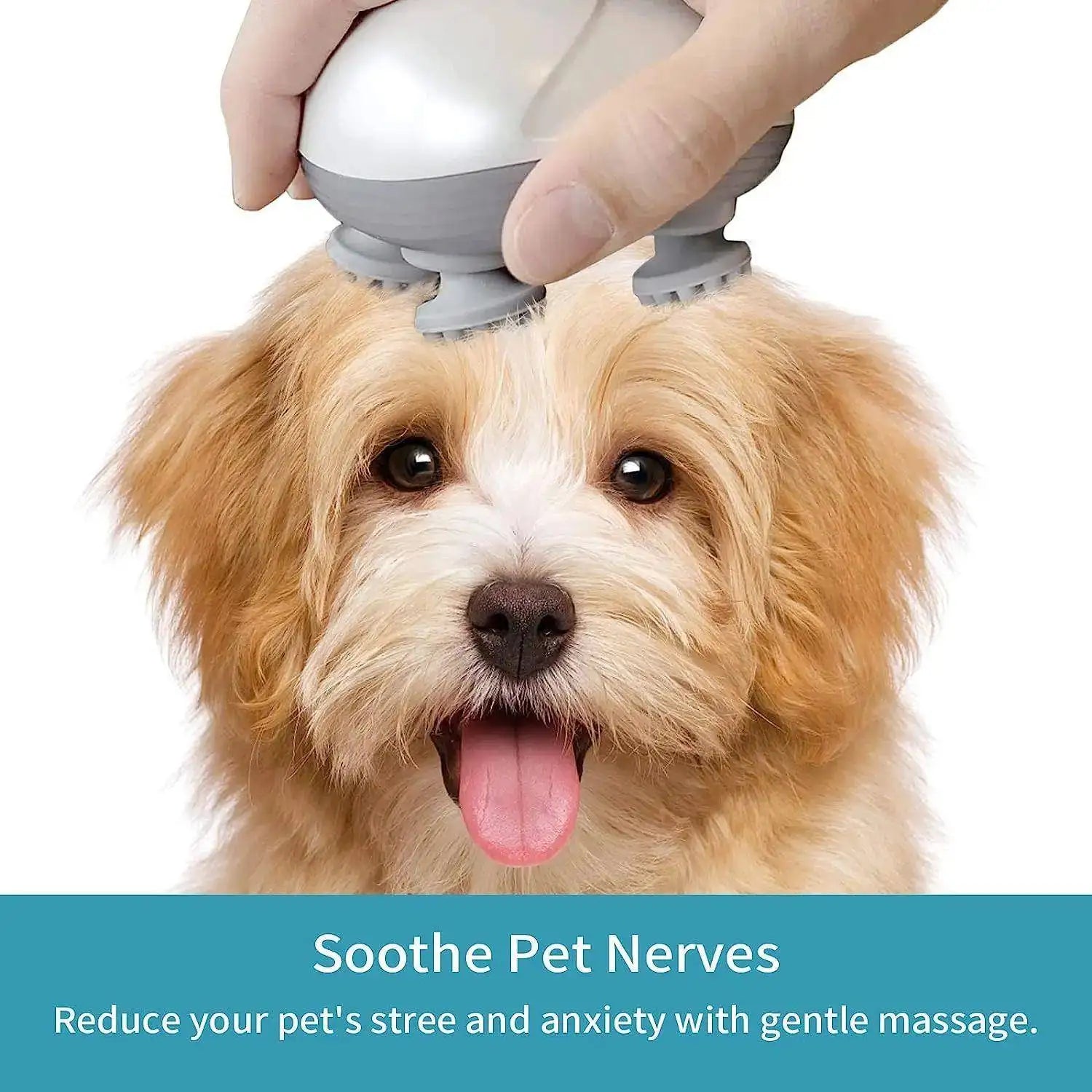 Close-up of cat leaning into PurrRelief™ massager used on neck and ears