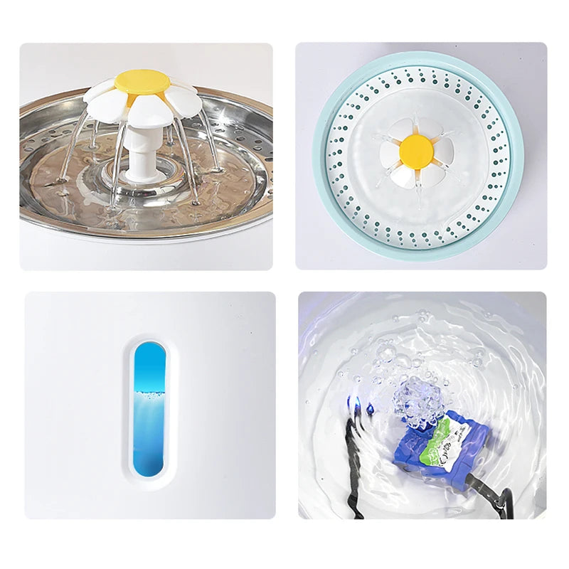 Quiet LED cat fountain to prevent UTI and dehydration in cats.