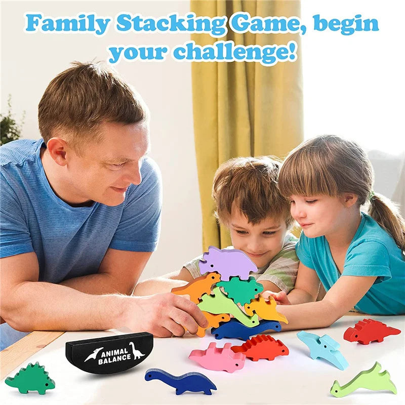 Kids playing with wooden stacking blocks in a classroom