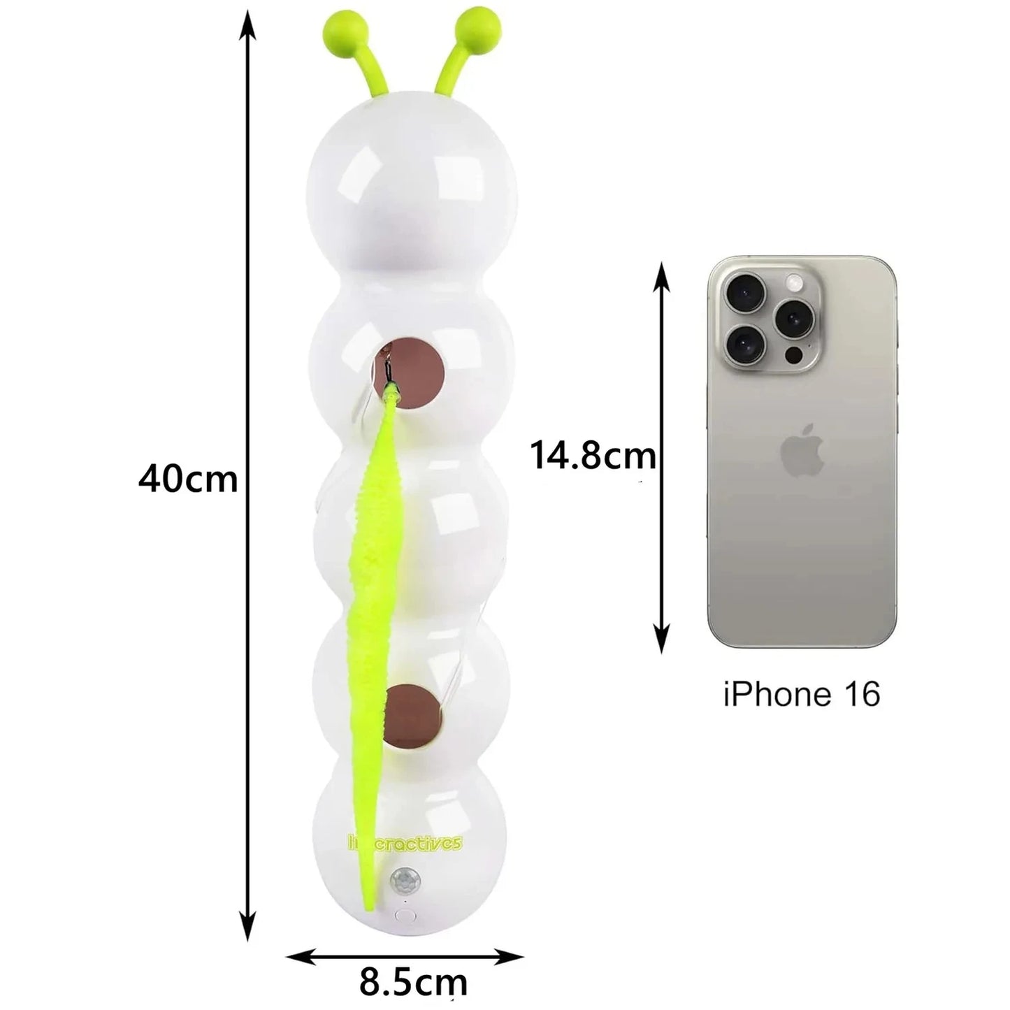 Close-up of interactive cat stick toy with suction cup and fluffy feathers