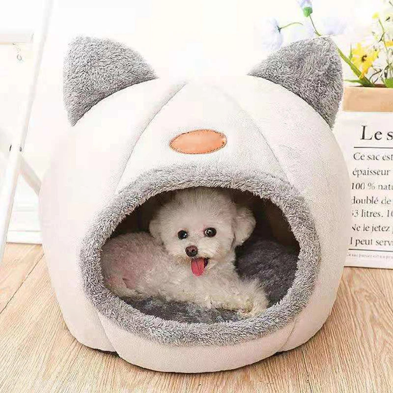 Small dog and cat tent bed with cozy nest design for indoor comfort