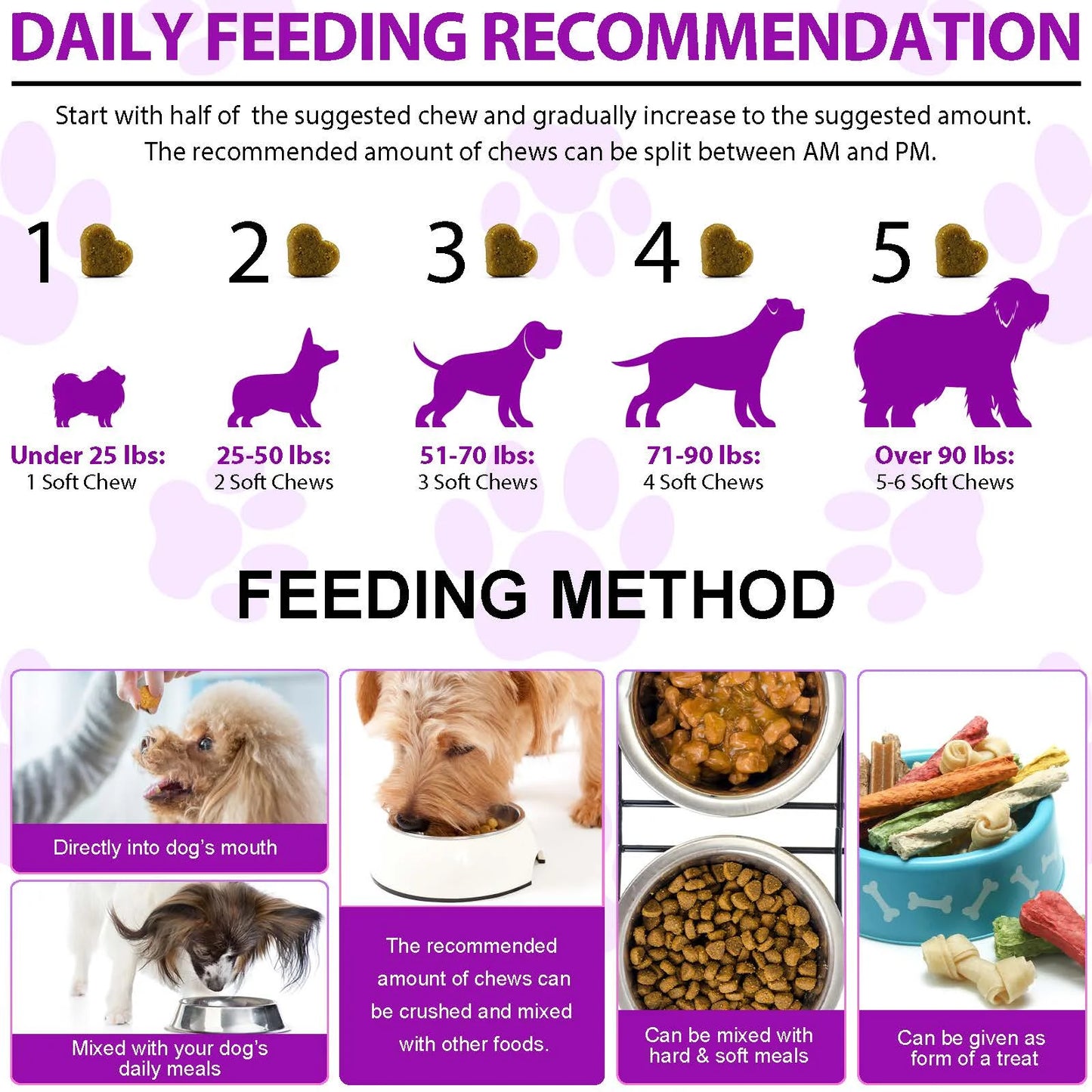 Soft chew dog supplements promoting healthy skin and shiny coat