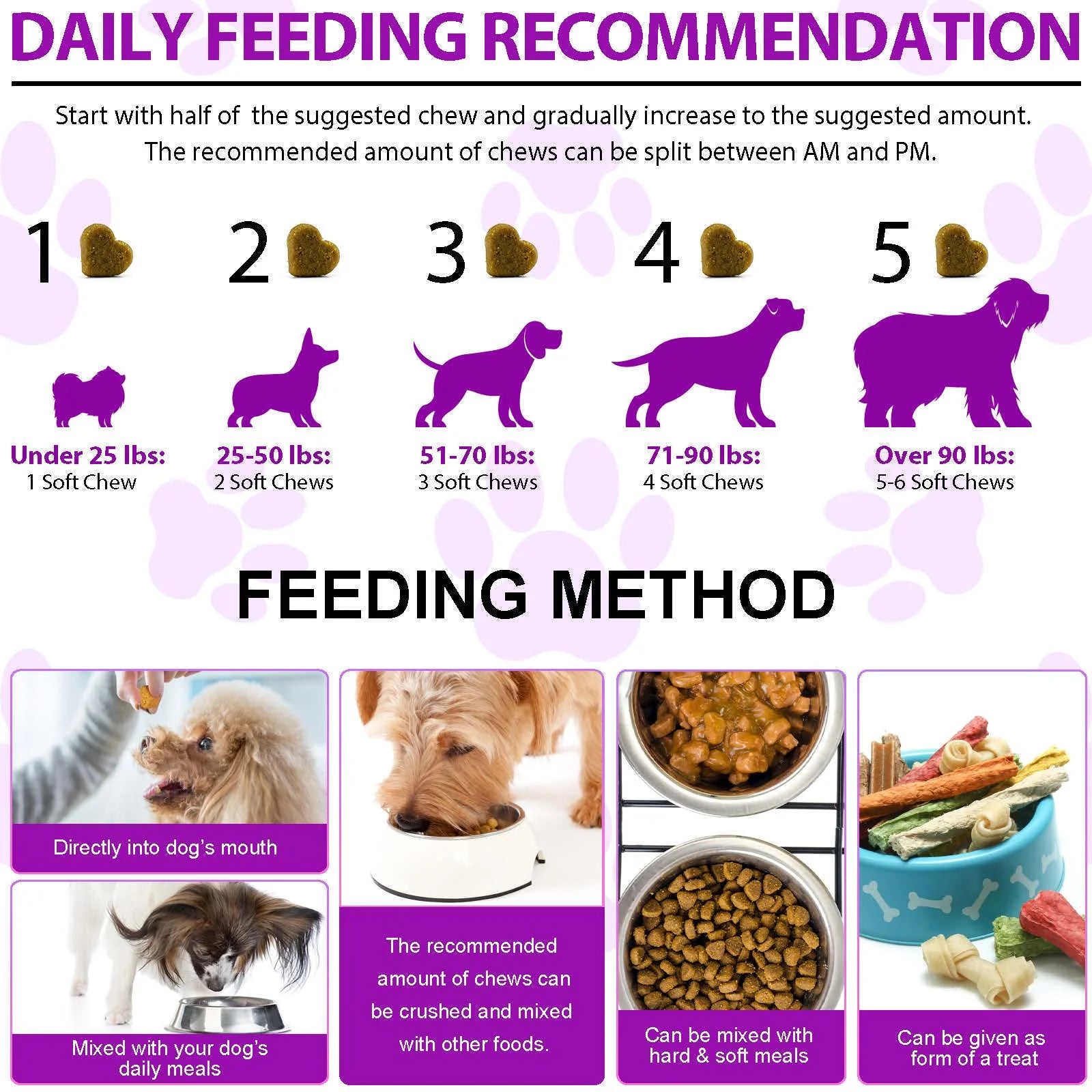 Soft chew dog supplements promoting healthy skin and shiny coat