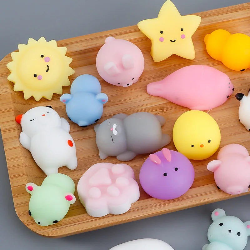 Set of mochi-style animal squishies used in therapy for kids with sensory needs