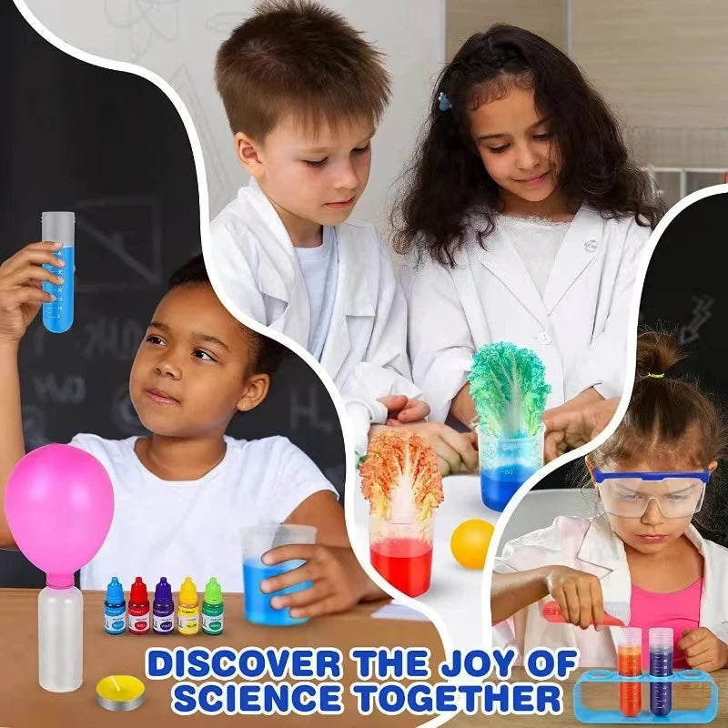 Children playing with early STEM learning science laboratory set