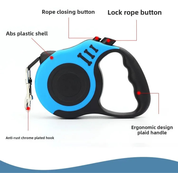 Tangle-free dog leash with ergonomic handle for long walks