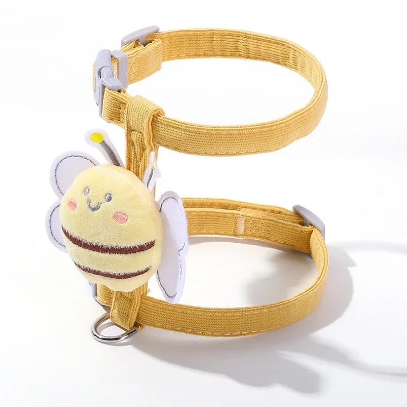 Cute bee design pet collar and leash for outdoor walking