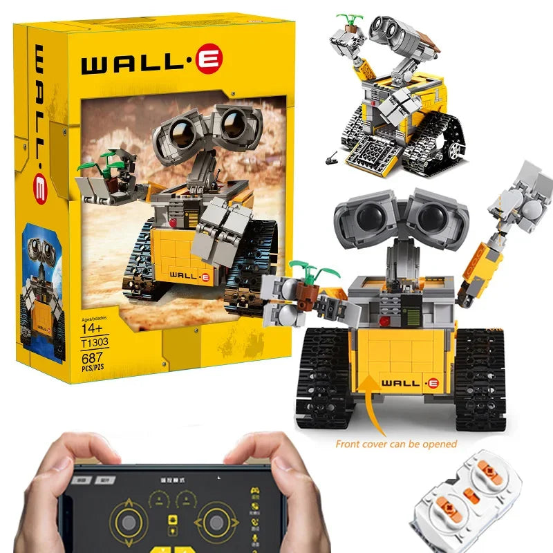 Wall-E inspired STEM RC robot building blocks with 687 pieces.