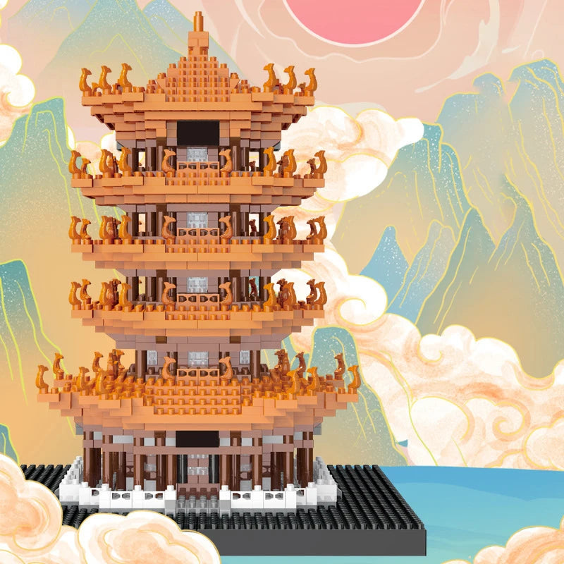 Yellow Crane Tower model displayed on a shelf