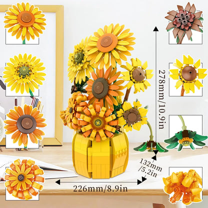 1009PCS DIY flower brick set parts layout