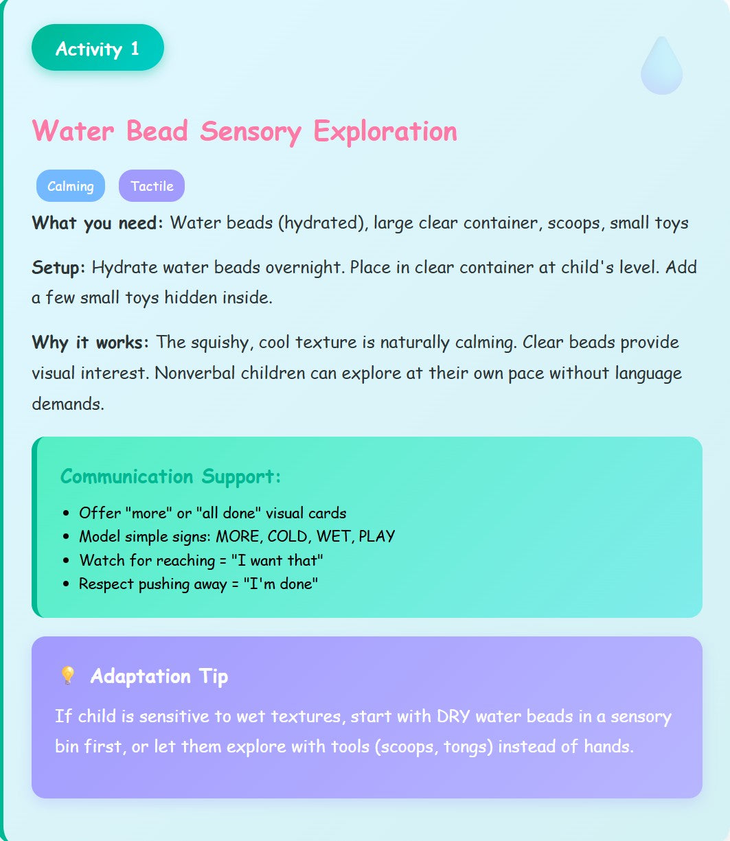 10 Sensory Activity Guide for Nonverbal Autistic Children Calm Play Ideas