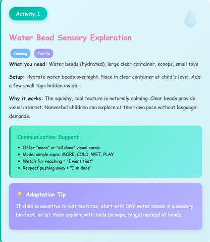 10 Sensory Activity Guide for Nonverbal Autistic Children Calm Play Ideas