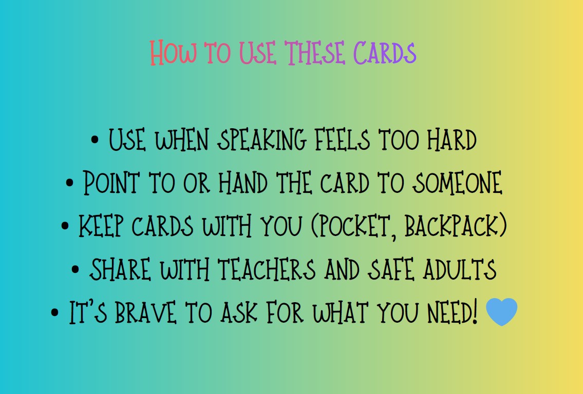 Printable Communication Cards for Kids | I Need Help Cards | Nonverbal Autism AAC PDF