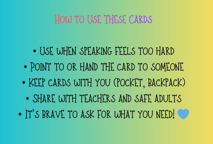 Printable Communication Cards for Kids | I Need Help Cards | Nonverbal Autism AAC PDF