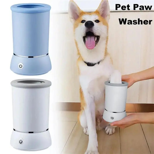 Quiet rechargeable electric pet paw cleaner for large dogs — gentle silicone brush for muddy paws
