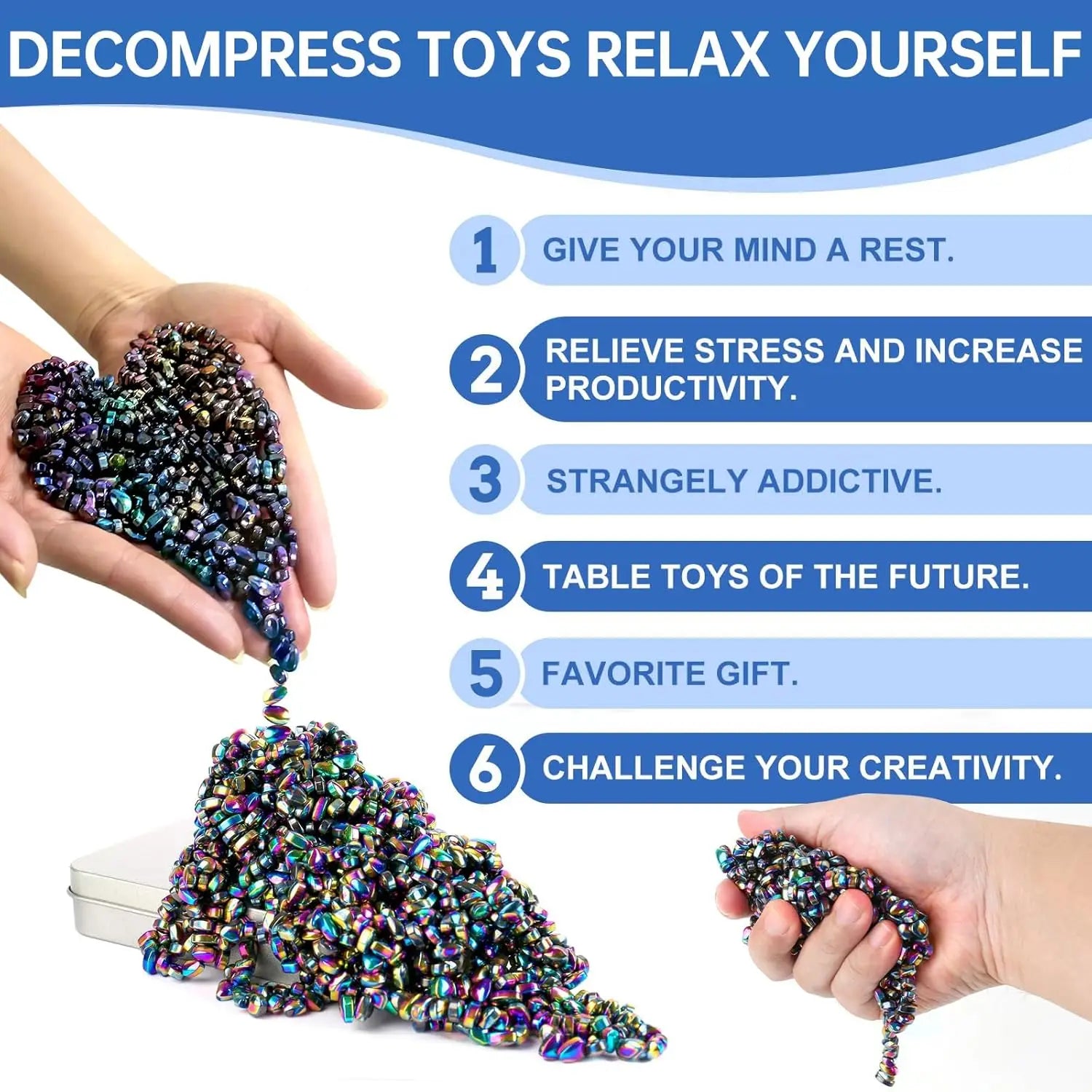 Magnetic ferrite putty with beads for sensory stress relief